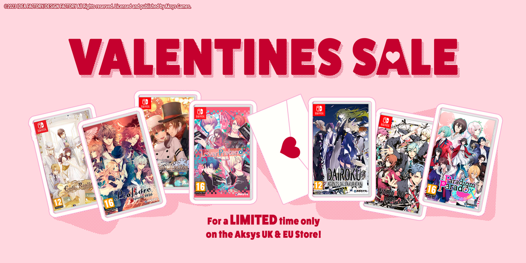 Valentine's Day Sale on the Aksys UK Online Store! Multiple otome titles on offer!