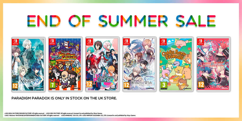 End of Summer Sale on the Aksys UK Online Store! Multiple otome titles on offer!